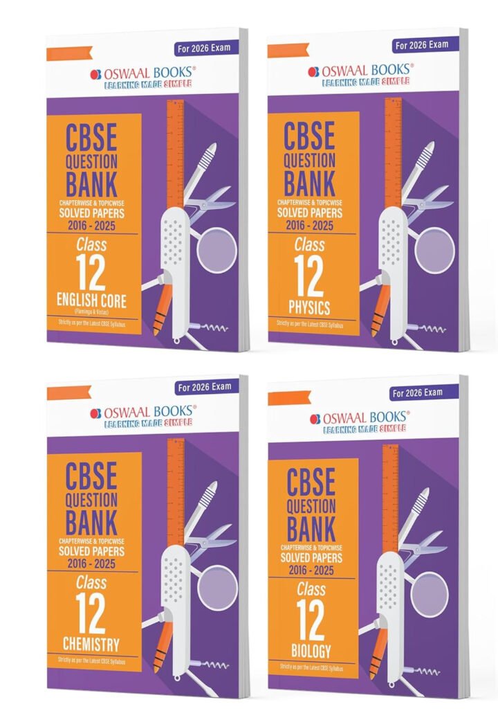 Oswaal CBSE Question Bank Class 12 Set of 4 Books | English Core | Physics | Chemistry | Biology | Chapterwise & Topicwise Solved Papers | For 2026 Board Exams