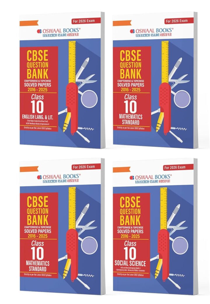 Oswaal CBSE Question Bank Class 10 Set of 4 Books | English | Maths Standard | Science | Social Science | Chapterwise & Topicwise Solved Papers | For 2026 Board Exams